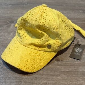 NWT Vince Camuto Sunny Yellow Eyelet Hat
